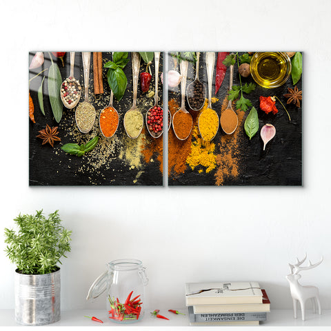 Multiframe Digital Glass Prints: Elevate Your Kitchen and Restaurant Decor with Spice Masala Paintings