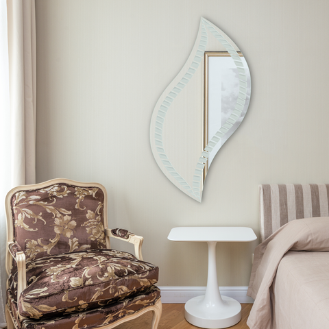 Frosted Leaf Designer Frameless Bathroom Mirror