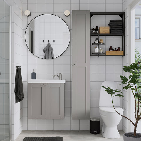 Round Matte Black Metallic Framed Mirror for Bathroom and Living Room