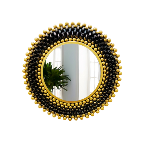 Decorative Mirror - Black Gold Bubbles Garden (Round)