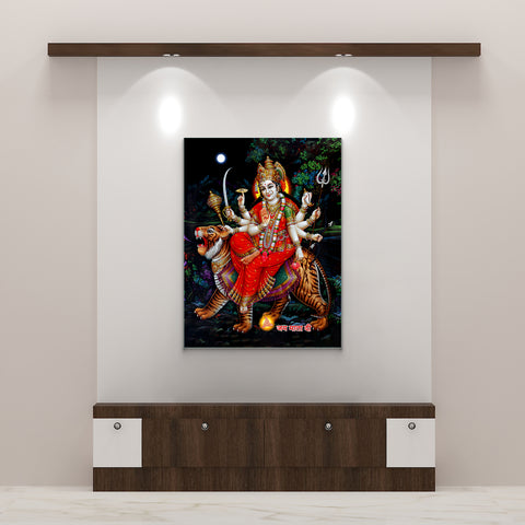 Frameless MAA Sherawali Vibrant Glass Wall Paintings
