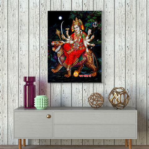 Frameless MAA Sherawali Vibrant Glass Wall Paintings