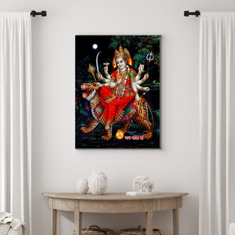 Frameless MAA Sherawali Vibrant Glass Wall Paintings