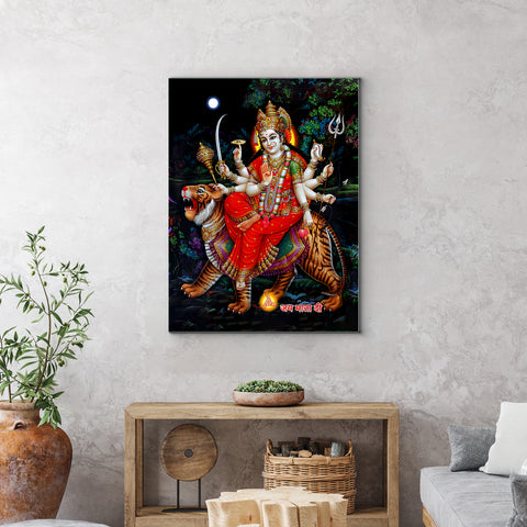 Frameless MAA Sherawali Vibrant Glass Wall Paintings