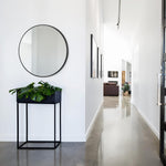 Round Matte Black Metallic Framed Mirror for Bathroom and Living Room