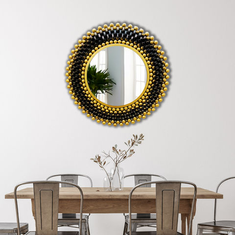 Decorative Mirror - Black Gold Bubbles Garden (Round)