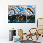 Beautiful Abstract Multi Frame Colourful Wall Painting for Living Room: Abstract Clouds and Water Paintings