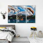 Beautiful Abstract Multi Frame Colourful Wall Painting for Living Room: Abstract Clouds and Water Paintings