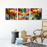Abstract Multi Frame Colorful Wall Painting for Living Room: Rainy Light Blues