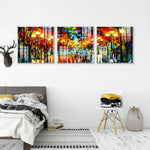 Abstract Multi Frame Colorful Wall Painting for Living Room: Rainy Light Blues
