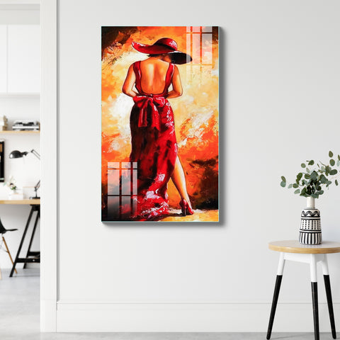 Frameless Beautiful Wall Painting for Home: Acrylic Women Art Glass Painting