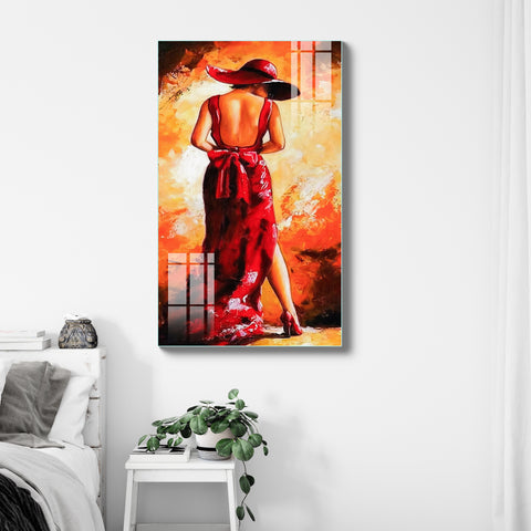 Frameless Beautiful Wall Painting for Home: Acrylic Women Art Glass Painting