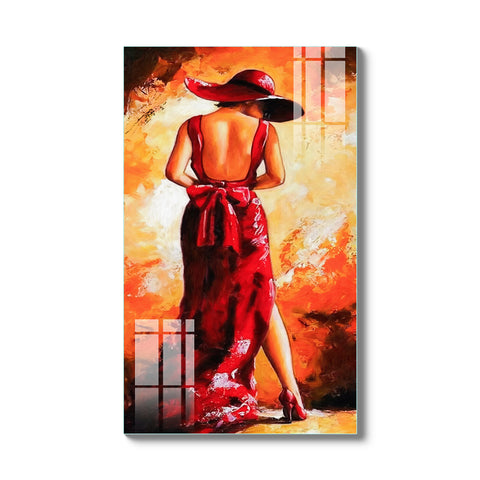 Frameless Beautiful Wall Painting for Home: Acrylic Women Art Glass Painting