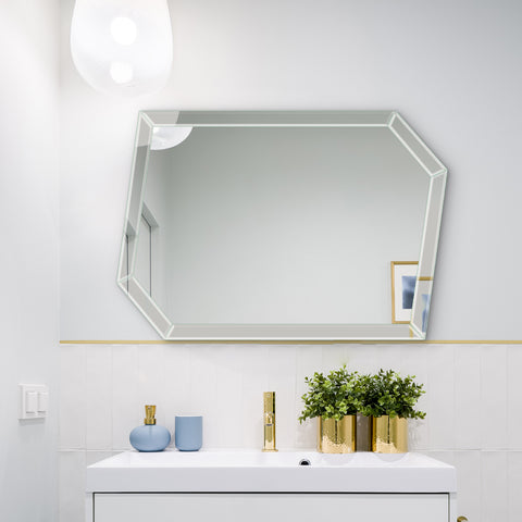 Frameless Asymmetrical Beveled Mirror