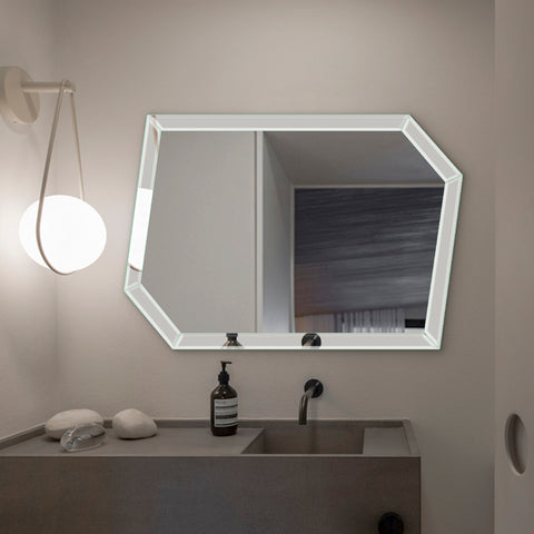 Frameless Asymmetrical Beveled Mirror