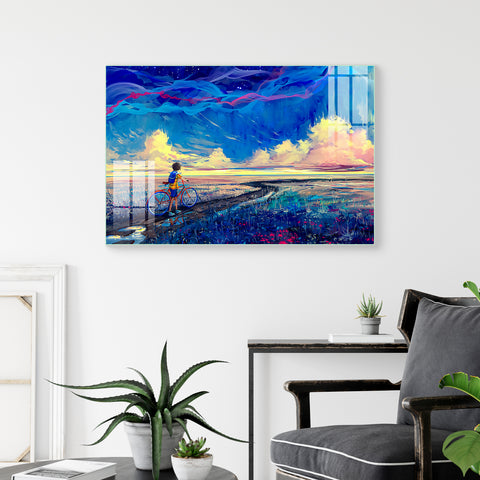 Abstract Wall Painting: The Bicycle Boy