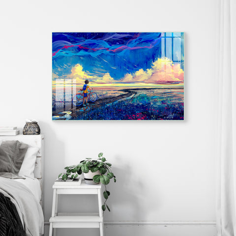 Abstract Wall Painting: The Bicycle Boy