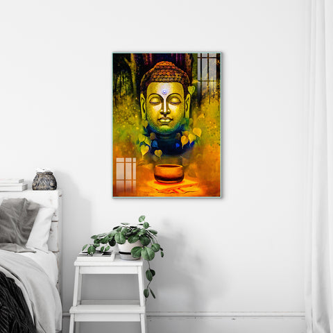 Beautiful Gautam Buddha Wall Painting On Glass