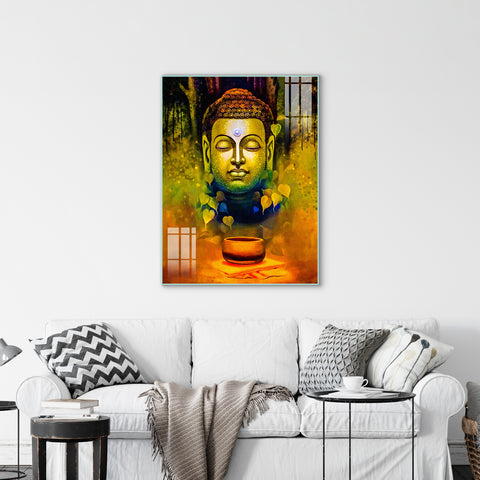 Beautiful Gautam Buddha Wall Painting On Glass