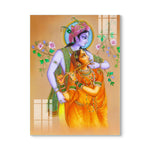 Beautiful Glass Wall Painting for Home: Radha Krishan Magical Flute