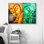 Beautiful Modern Elegant Multicolor Radha Krishna Glass Wall Painting
