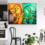 Beautiful Modern Elegant Multicolor Radha Krishna Glass Wall Painting