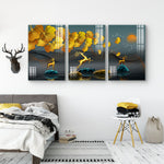 Abstract Modular Colourful Wall Painting for Living Room: Beautiful Scenery Mural Arts-Set Of 3pcs