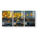 Abstract Modular Colourful Wall Painting for Living Room: Beautiful Scenery Mural Arts-Set Of 3pcs