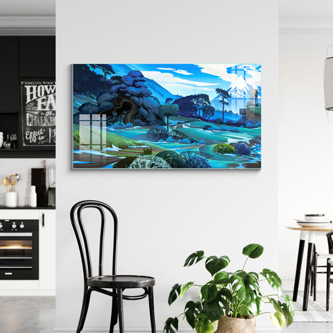 Blue Valley Nature Art Wall Painting for Home