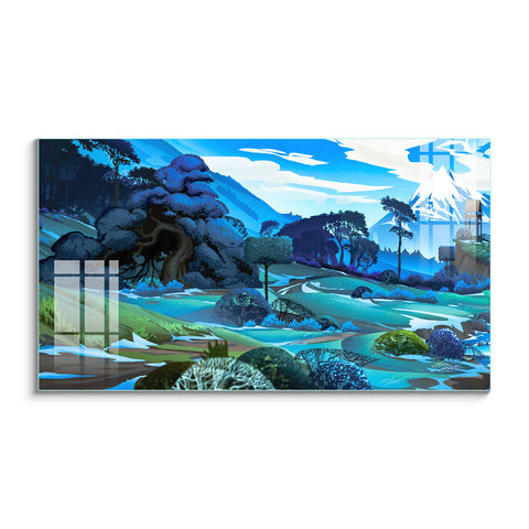 Blue Valley Nature Art Wall Painting for Home