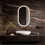 Capsule Led Mirror with Edge Lights, LED Bathroom Mirror, Asymmetrical Mirror, Makeup Frontlit Mirror- Oval