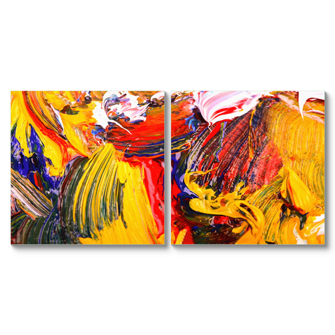 Colourful Multi Frame Wall Painting for Living Room: Modern Oil Art set of 2pcs