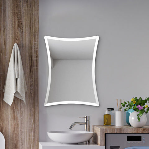 Rectangular Curvy Beveled Mirror Frameless