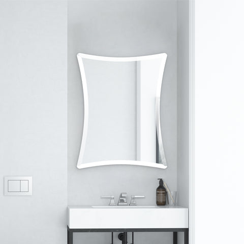 Rectangular Curvy Beveled Mirror Frameless