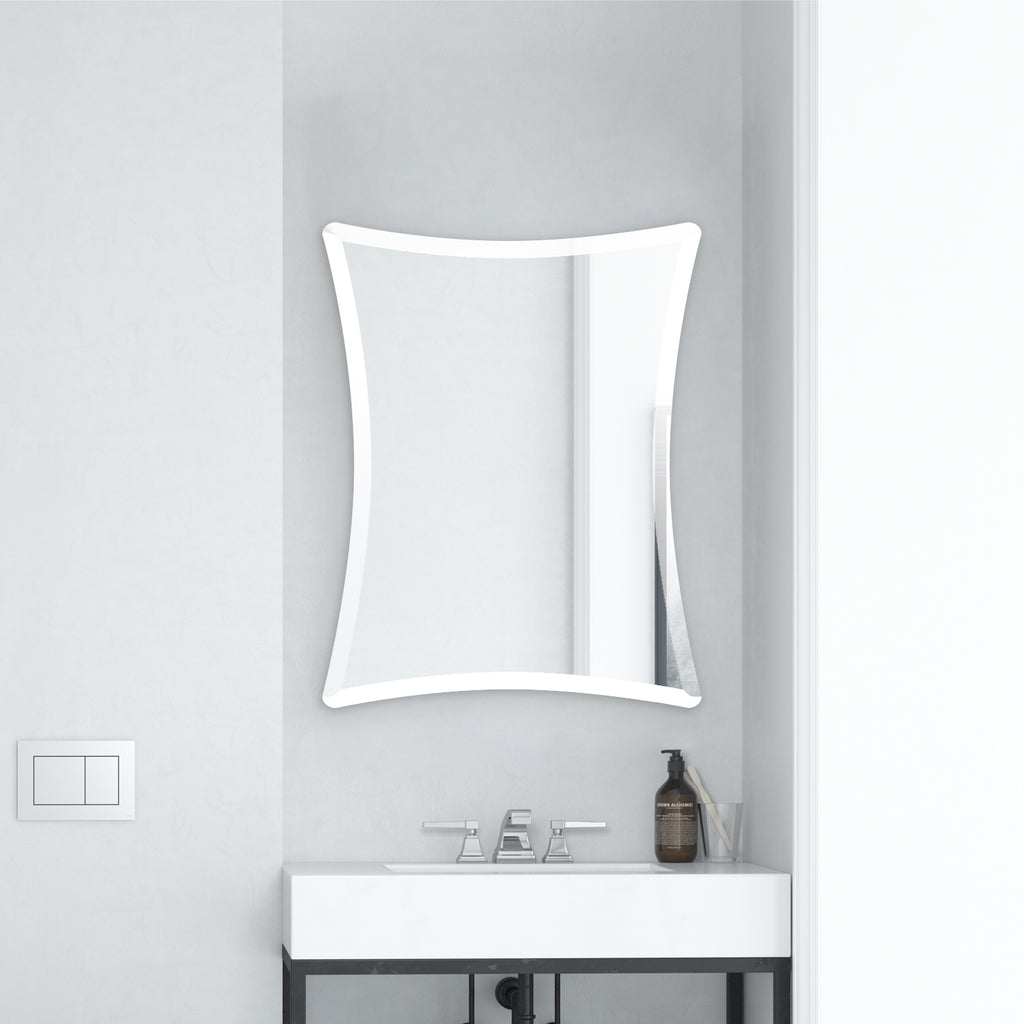 Rectangular Curvy Beveled Mirror Frameless