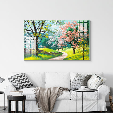 Digital Art Wall Painting for Home: Beautiful Spring Trees Paintings