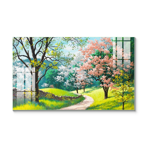 Digital Art Wall Painting for Home: Beautiful Spring Trees Paintings