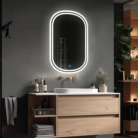 Duo Edge - LED Bathroom Mirror - Natural White Light - Oval