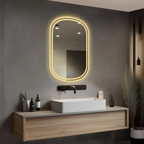 Duo edge - LED Mirror for Bathroom - Warm  Light - Oval