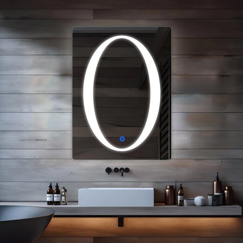 Elliptical Moon Glow LED Bathroom Mirror | Rectangular Design with Natural White Light
