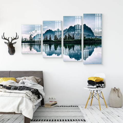 Multiple Frame Wall Painting For Living Room: Enlarging Mountain Scenery