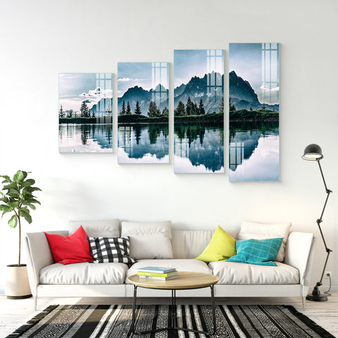 Multiple Frame Wall Painting For Living Room: Enlarging Mountain Scenery