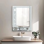 Floral Etching - Frameless Frosted Mirror