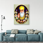 Frameless Beautiful Wall Painting: Dus Guru of Sikhism Mural Glass Painting