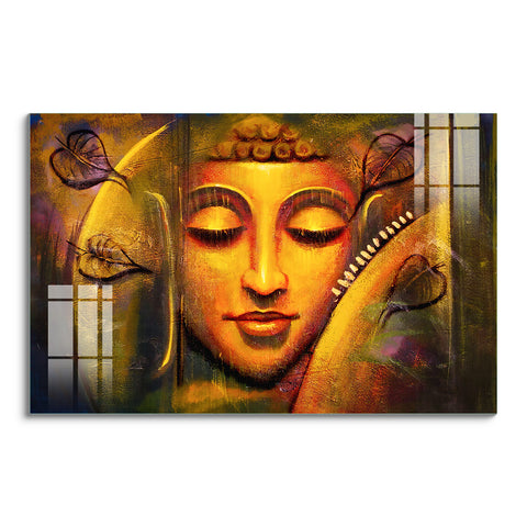 Frameless Beautiful Wall Painting for Home: Acrylic Abstract Oil Painting Of Gautam Buddha