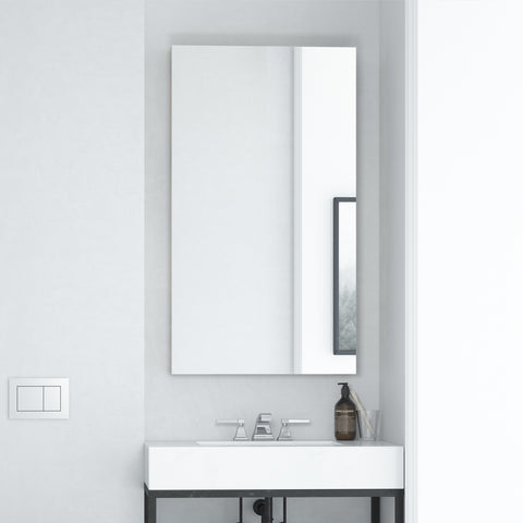 Frameless Rectangular Basic Bathroom Mirror with PREFIXED Strong Steel Hooks for WALLMOUNT