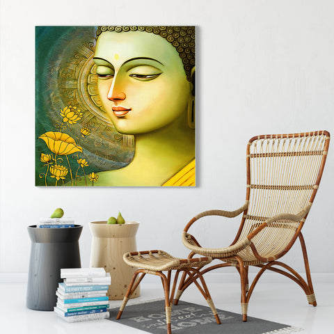 Frameless Wall Painting for Home: Vintage Gautam Buddha