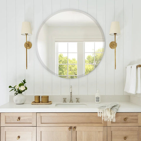 Frameless Round Beveled Mirror for Bathroom Wall, Wall Mount Mirror, Washbasin Mirror, Mirror for Bedroom