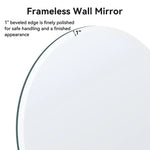 Frameless Round Beveled Mirror for Bathroom Wall, Wall Mount Mirror, Washbasin Mirror, Mirror for Bedroom