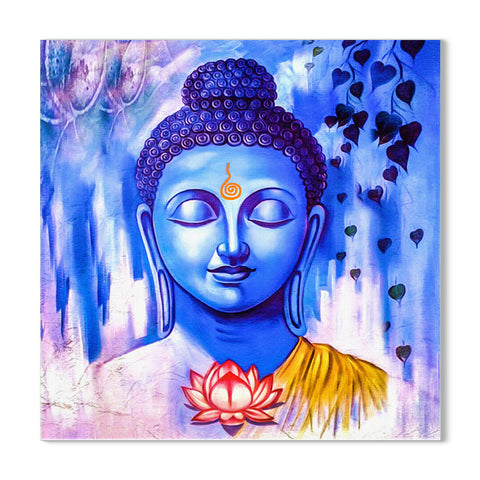 Frameless Beautiful Wall Painting for Home: Gautam Buddha Light Blue Shades